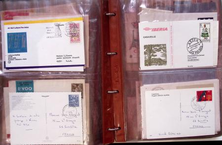 Album brun de 141 plis : premiers vols Caravelle (1957 - 1969) et Concorde (Français et Anglais) + divers dont quelques Airbus