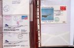 Album brun de 141 plis : premiers vols Caravelle (1957 - 1969) et Concorde (Français et Anglais) + divers dont quelques Airbus