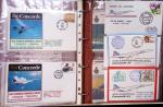 Album brun de 141 plis : premiers vols Caravelle (1957 - 1969) et Concorde (Français et Anglais) + divers dont quelques Airbus