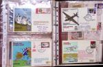 Album brun de 141 plis : premiers vols Caravelle (1957 - 1969) et Concorde (Français et Anglais) + divers dont quelques Airbus