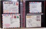 Album brun-rouge de 107 premiers vols vers l'Asie (1929 - 1973 dont 5.1.1934 courrier rapide de l'Emeraude 5.1.1934) dont nombreux Air France