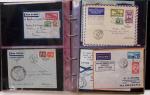 Album brun-rouge de 107 premiers vols vers l'Asie (1929 - 1973 dont 5.1.1934 courrier rapide de l'Emeraude 5.1.1934) dont nombreux Air France