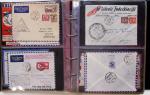 Album brun-rouge de 107 premiers vols vers l'Asie (1929 - 1973 dont 5.1.1934 courrier rapide de l'Emeraude 5.1.1934) dont nombreux Air France