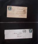 Album bleu "Benham" contenant 65 lettres classiques dont n°9 obl. PC + T15 Perpignan