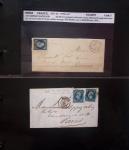 Album bleu "Benham" contenant 65 lettres classiques dont n°9 obl. PC + T15 Perpignan