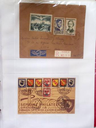 Album rouge "Collectors range" période Sage et semi-moderne dont aérophilatélie et curiosités