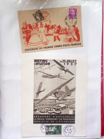 Album rouge "Collectors range" période Sage et semi-moderne dont aérophilatélie et curiosités