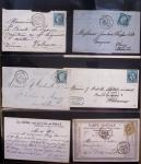 Album Safe bleu foncé : 103 plis de Douai : marques postales dont Ancien Régime, MP à numéros, lettres classiques dont n°3 obl. Grille + T15 Douai (1849)
