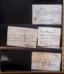 Album Safe bleu foncé : 103 plis de Douai : marques postales dont Ancien Régime, MP à numéros, lettres classiques dont n°3 obl. Grille + T15 Douai (1849)