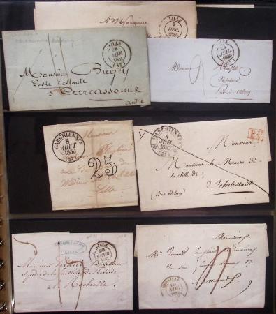 Album Safe noir du Nord : Ancien Régime à 1900 : Le Quesnoy et diverses localités, cursives, PP à numéros, noms révolutionnaires : 57 Nord-Libre (2)