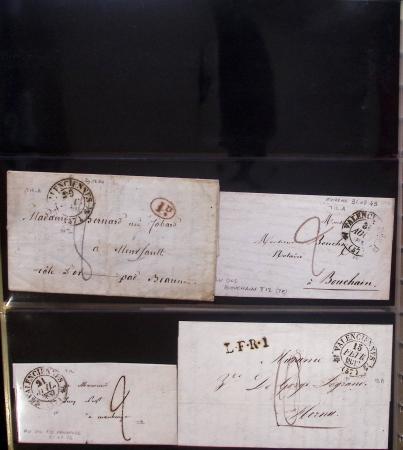 Album Safe noir du Nord : Ancien Régime à 1900 : Le Quesnoy et diverses localités, cursives, PP à numéros, noms révolutionnaires : 57 Nord-Libre (2)