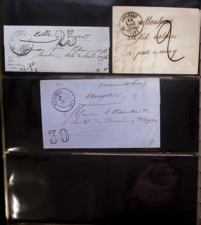 Album Safe noir du Nord : Ancien Régime à 1900 : Le Quesnoy et diverses localités, cursives, PP à numéros, noms révolutionnaires : 57 Nord-Libre (2)