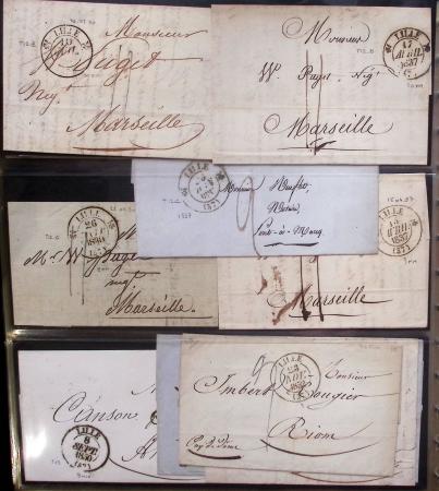 Album Safe noir du Nord : Ancien Régime à 1900 : Le Quesnoy et diverses localités, cursives, PP à numéros, noms révolutionnaires : 57 Nord-Libre (2)
