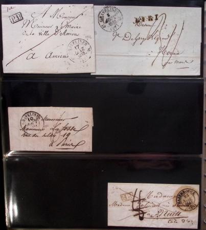 Album Safe noir du Nord : Ancien Régime à 1900 : Le Quesnoy et diverses localités, cursives, PP à numéros, noms révolutionnaires : 57 Nord-Libre (2)