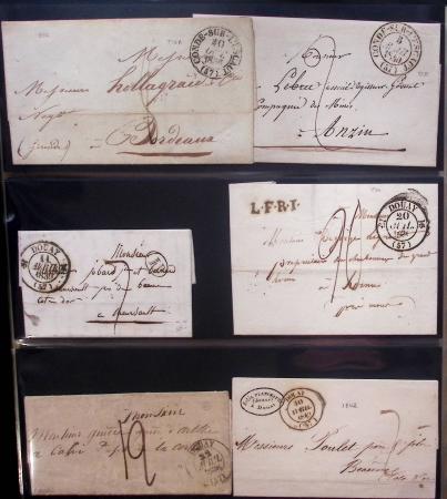 Album Safe noir du Nord : Ancien Régime à 1900 : Le Quesnoy et diverses localités, cursives, PP à numéros, noms révolutionnaires : 57 Nord-Libre (2)