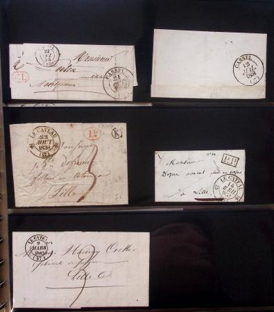 Album Safe noir du Nord : Ancien Régime à 1900 : Le Quesnoy et diverses localités, cursives, PP à numéros, noms révolutionnaires : 57 Nord-Libre (2)