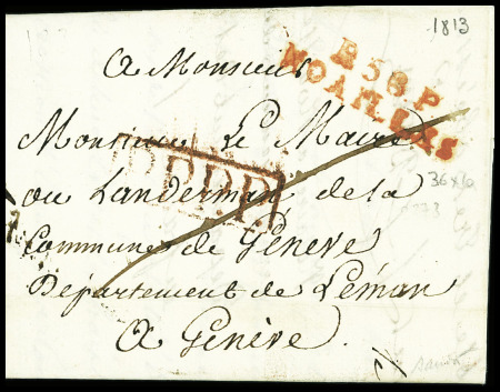 MP rouge "P 58 P Noailles" (1813 - 36x10mm), ind 28. TB