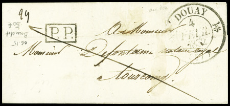MP "Deb 57 Douay" (1832 - 27x10,5mm), ind 19, signé Baudot. TB