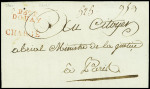 MP rouge "P 57 P Douay" (1800 - 27x9,5mm) + griffe rouge "Chargé" sur lettre pour le ministère de la justice Abrial à Paris. TB