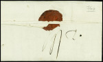 MP rouge "P 57 P Douay" (1800 - 27x9,5mm) + griffe rouge "Chargé" sur lettre pour le ministère de la justice Abrial à Paris. TB