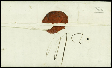 MP rouge "P 57 P Douay" (1800 - 27x9,5mm) + griffe rouge "Chargé" sur lettre pour le ministère de la justice Abrial à Paris. TB