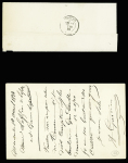 Oise : 43 plis de Noailles : MP à numéros , T12, n°3 obl. Grille + T15 "Noailles de l'Oise" (3 fev 49), lettres taxées dont taxe n°2 obl. T15 (oct 1859)