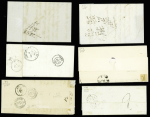 Oise : 43 plis de Noailles : MP à numéros , T12, n°3 obl. Grille + T15 "Noailles de l'Oise" (3 fev 49), lettres taxées dont taxe n°2 obl. T15 (oct 1859)