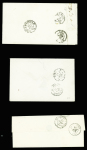 Oise : 43 plis de Noailles : MP à numéros , T12, n°3 obl. Grille + T15 "Noailles de l'Oise" (3 fev 49), lettres taxées dont taxe n°2 obl. T15 (oct 1859)