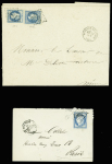 Oise : 43 plis de Noailles : MP à numéros , T12, n°3 obl. Grille + T15 "Noailles de l'Oise" (3 fev 49), lettres taxées dont taxe n°2 obl. T15 (oct 1859)