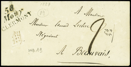 Double cursive "58 Mouy Clermont" (1827), ind 19. TB