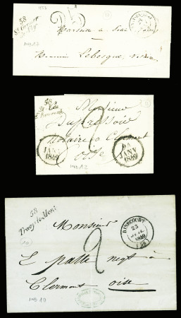 Bel ensemble de 34 cursives du département de l'Oise dont 58 Carlepont (ind 19), 58 Cires les Mello, 58 Cuise la Motte, 58 Guiscard Noyon, 58 Liancourt