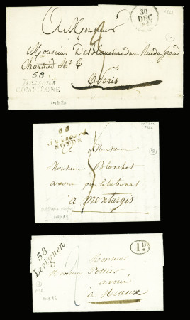 Bel ensemble de 34 cursives du département de l'Oise dont 58 Carlepont (ind 19), 58 Cires les Mello, 58 Cuise la Motte, 58 Guiscard Noyon, 58 Liancourt