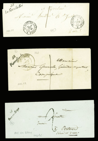 Bel ensemble de 34 cursives du département de l'Oise dont 58 Carlepont (ind 19), 58 Cires les Mello, 58 Cuise la Motte, 58 Guiscard Noyon, 58 Liancourt