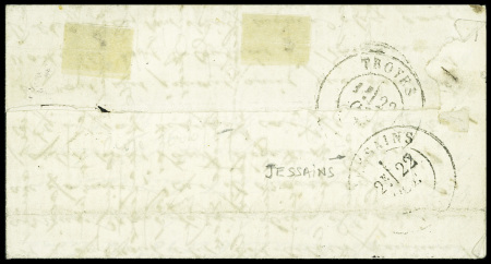 N°29 obl. Étoile 20 + CAD "Paris R. St DOMque St Gn 56" (9 oct 70) sur lettre pour Jessains (Aube) avec arrivée 22 oct (Le Washington ou le Louis Blanc)