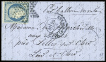 N°37 obl. Étoile 1 + CAD "Paris Pl. de la Bourse" (25 oct 70) sur ballon monté pour Selles-s-Cher (Loir et Cher), avec arrivée 3 nov. TB