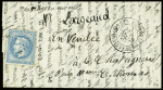 N°29 obl. Étoile 35 + CAD "Paris Ministère des finances" (6 nov 70) sur ballon monté pour La Chataigneraie (Vendée) avec arrivée 10 nov (La Gironde)