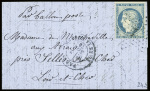 N°37 obl. Étoile 1 + CAD "Paris Pl. de la Bourse" (7 nov 70) sur ballon monté pour Selles sur le Cher (Loir et Cher), arrivée 12 nov. TB