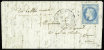 N°29 obl. Étoile 35 + CAD "Paris Ministère des Finances" (19 nov 70) sur lettre pour Douai, arrivée 23 nov 'L'Archimède). TB