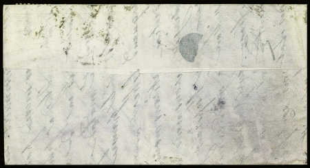 N°29, bande de 4 obl. GC 2145 (Lyon) sur lettre (1 timbre manque). TB