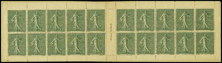Carnet n°130C 5, 15c vert-olive, TB. Cote 875€