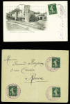 4 plis AFF n°137 obl. Mec d'essai Chambon "Paris 118 R. d'Amsterdam" (1912), CAD Suisse "Ambulant" (1913) et griffe "Gare des hôpitaux Jougne (Doubs)"
