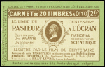 ++ Carnet n°159 CA1, couverture Pasteur à l'écran (S28) avec surcharge "Annulé". TB. Cote 2500€