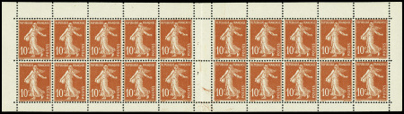 ++ Carnet n°138C1, 10c rouge prix 2 francs (sans l'agrafe). TB. Cote 360€