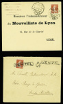3 lettres et 2 cartes postales AFF n°138 avec oblitérations rares : étoile de Montdidier (Somme 11.11.1914), griffe encadrée "Vénizel" + dateur seul 7.12.14