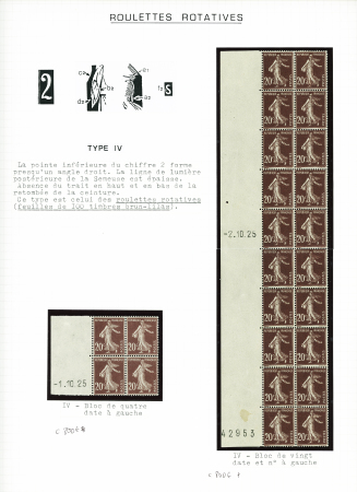 ++ N°139, 20c brun-lilas, bloc de 4 avec date à gauche 1.10.25. TB. Cote 1600€ +
