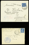 2 lettres AFF n°140 obl. CAD anglais "Field post office SW1" (1918) et CAD serbe (1917) + griffe "postes serbes". TB