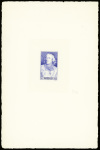 N°990, Bossuet, 4 épreuves d'artiste au type non adopté dessinées par Pheulpin sans valeur faciale (3 en bleu, 1 en noir)
