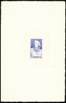 N°990, Bossuet, 4 épreuves d'artiste au type non adopté dessinées par Pheulpin sans valeur faciale (3 en bleu, 1 en noir)