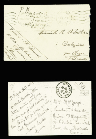 5 plis (dont 4 de 1939 - 45) dont hôpitaux complémentaires de Vernet-les-Bains et collège Cabanis à Brive et CAD "St Nazaire naval" (1939). TB