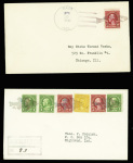 4 lettres de Bass (Indiana) et Fishertown AFF timbres US obl. Fancy Cancellations : poissons (année 1930). TB